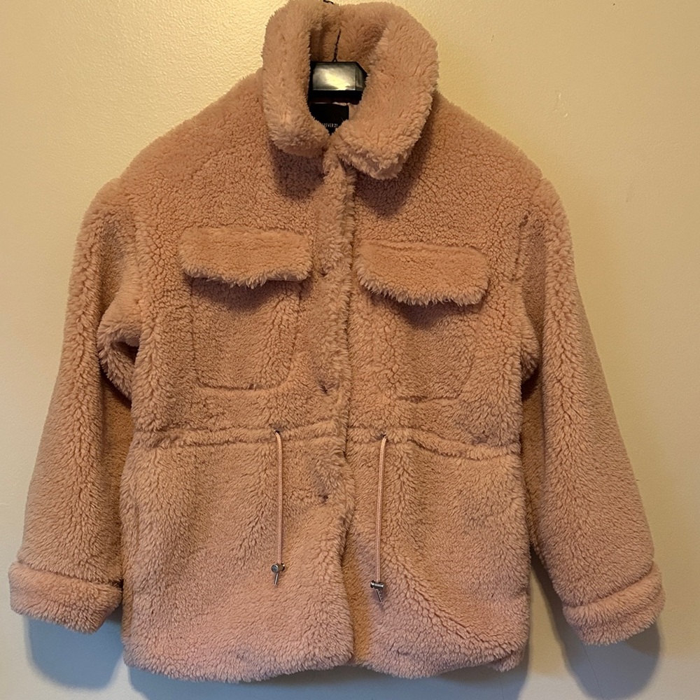 Forever 21 Pink Teddy Jacket with cinch waist - See pics for true pink color! - Picture 13 of 13